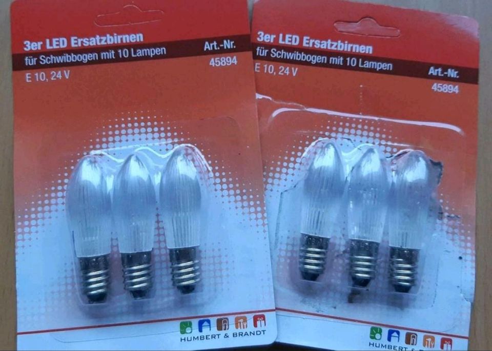 6 LED Ersatzbirnen Lampen Schwibbogen Lichterbogen E10, 24 V in Vahlberg