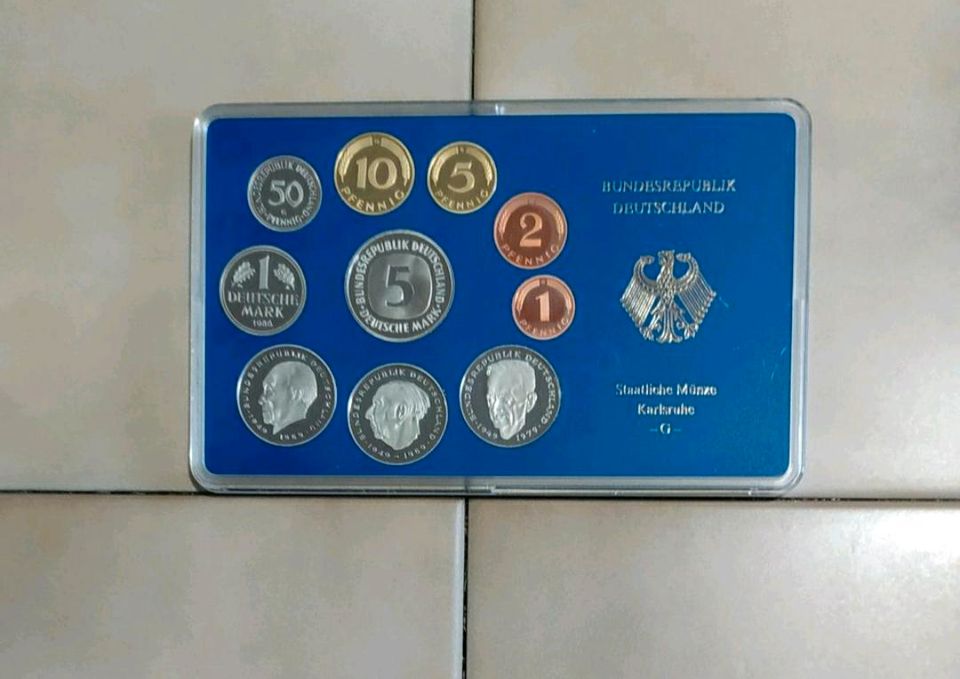 Drei DM Sätze Kursmünzen D-1984/F-1984/G-1986 Polierte Platte UNC in Pforzheim