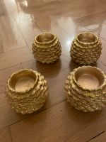 Vier Teelichthalter - Farbe gold - Keramik München - Laim Vorschau