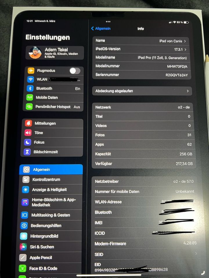 Apple iPad Pro 11“ 256gb (2021) Wi-Fi + Cellular Grey in Dinslaken