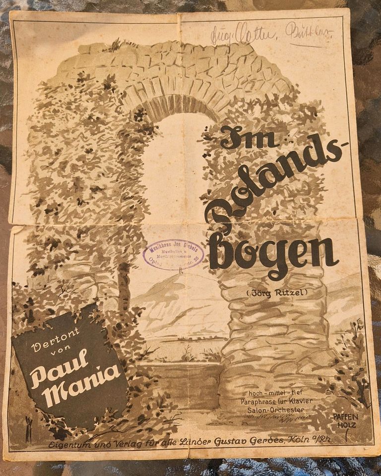 Notenblatt "Im Rolandsbogen" von 1914 in Geisa