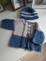 Babyjäckchen Baby Jacke blau Handarbeit 3-6 Monate Baby Mütze Häk Hessen - Hessisch Lichtenau Vorschau