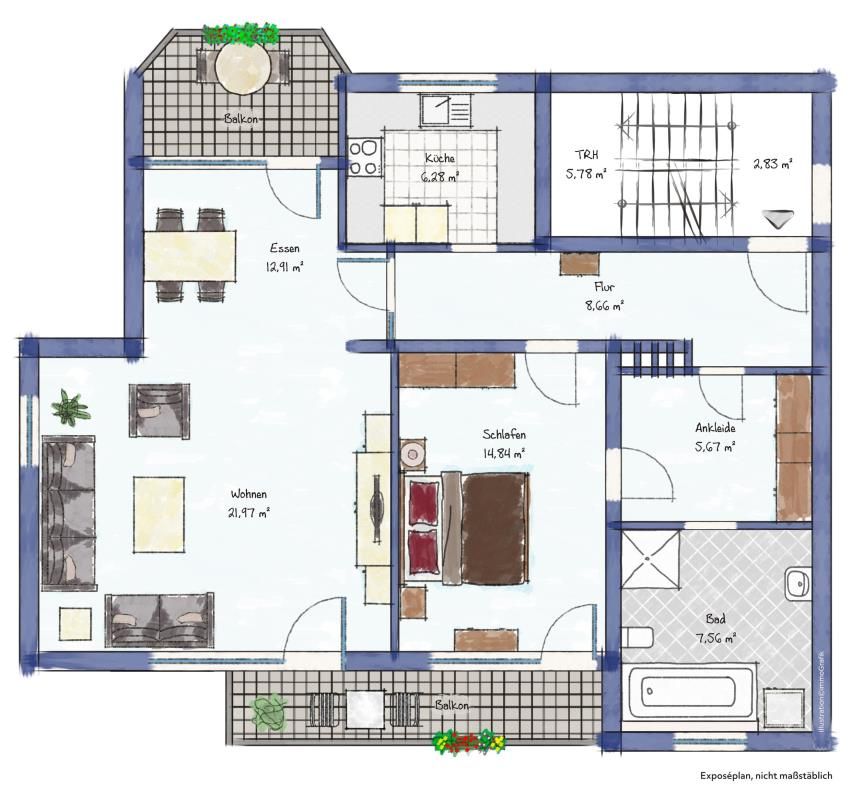 Bezugsfreie Zwei-Zimmer-Eigentumswohnung in citynaher Wohnlage von Oldenburg-Osternburg in Oldenburg