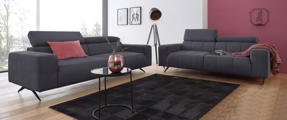 Sofa Garnitur 2 Stück 3-Sitzer 238cm Grau Luxus-Microfaser Trento in Köln