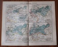 Lithografie um 1900 Karte zur Geschichte Preussens + Beiblatt Schleswig-Holstein - Bad Oldesloe Vorschau