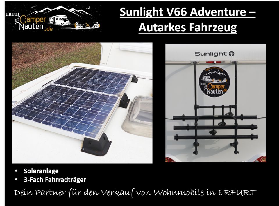 AUTARKES Wohnmobil KAUFEN Sunlight V66 Adv., Solar, 230V WR in Erfurt