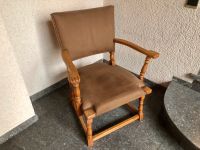 Vintage Sessel Stuhl Retro Echtholz Leder Landhaus Antik Aachen - Eilendorf Vorschau