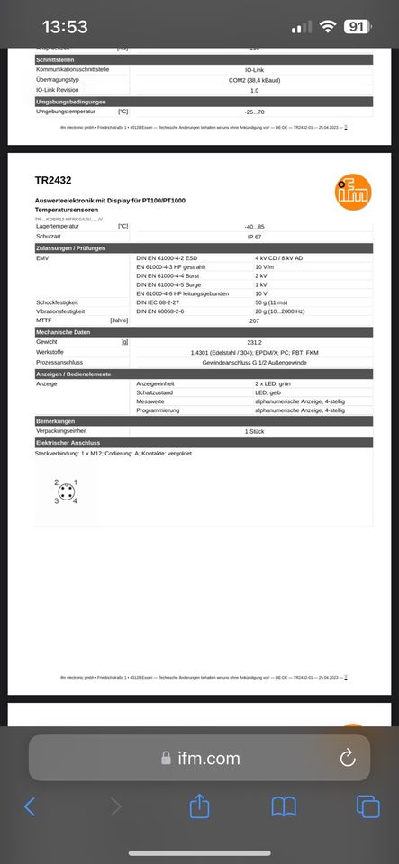 IFM TR2432 Auswerteelektronik mit Display, neu/ unbenutzt in Stuttgart