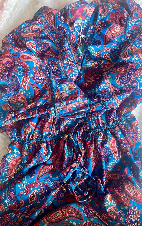 Mantel Kimono OneSize Paisley blau bunt Seide edel Boho Ibiza neu in Wachtberg