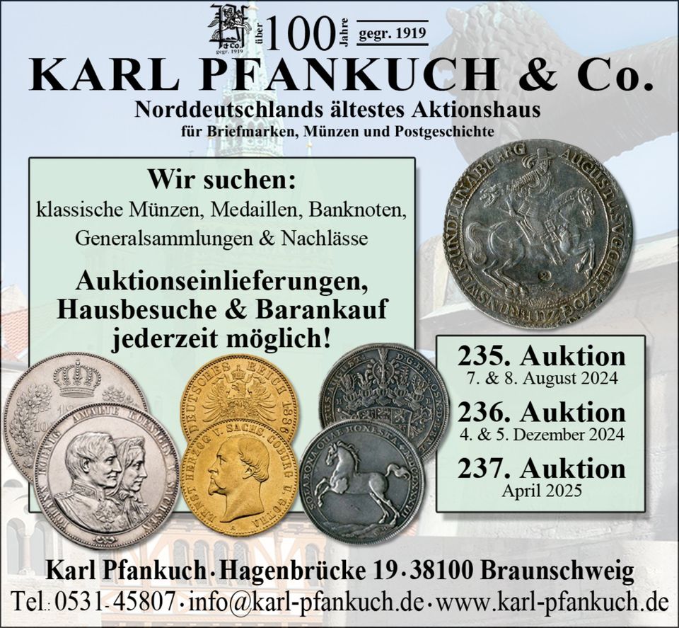 Karl Pfankuch Auktions- & Handelshaus für Münzen & Briefmarken in Dresden
