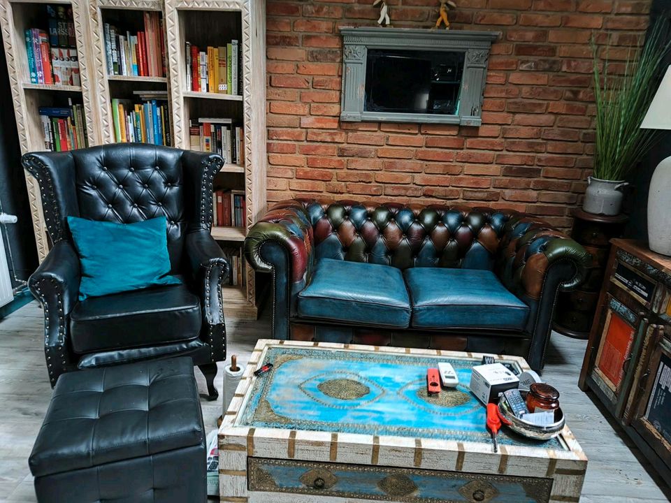 Ledersofa und Sessel Chesterfield in Wusterwitz