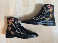 Zara Stiefeletten Leder? 39 Blumen schwarz Bayern - Volkach Vorschau