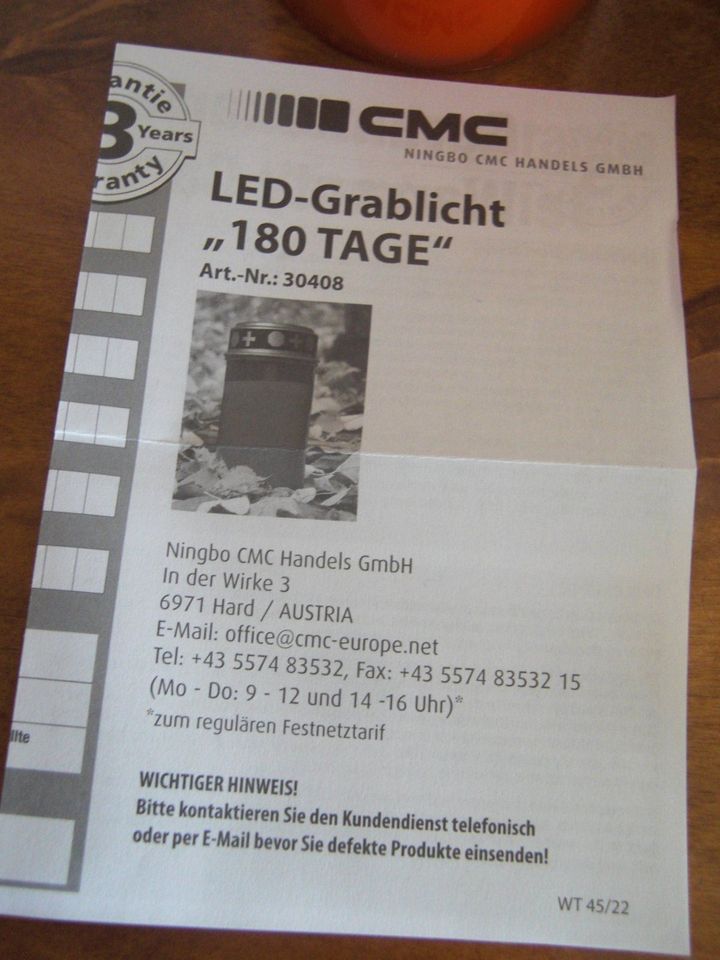 2 rote LED Grablichter, 180 Tage Leuchtdauer, 12 cm in Oberzissen