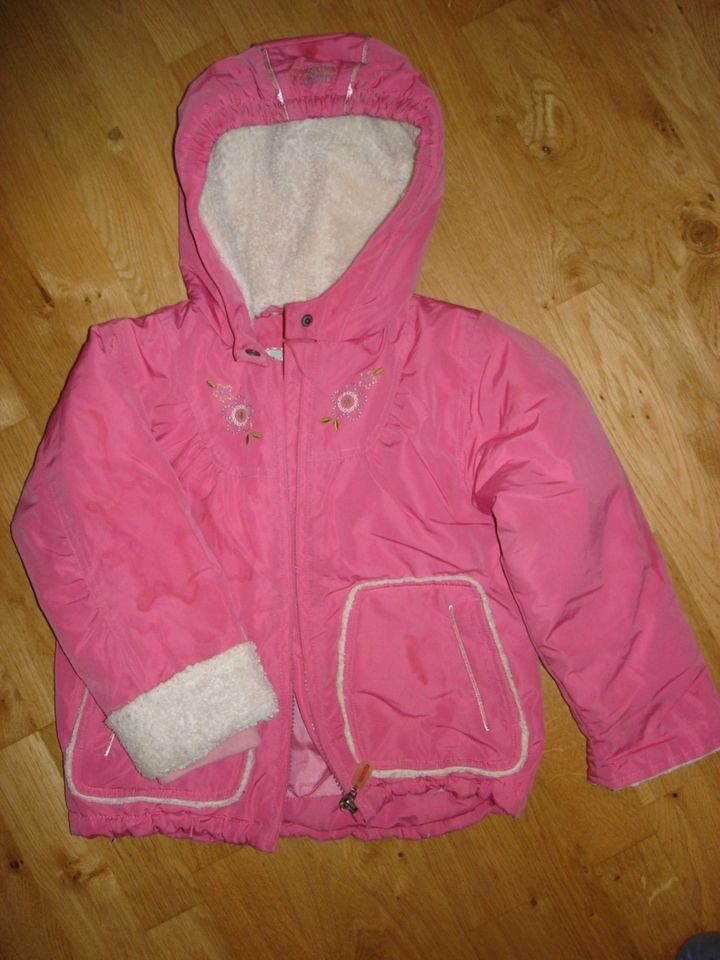 Sanetta rosa Winterjacke 98 104 Parka, Blumenstickerei, Kunstfell in Düsseldorf