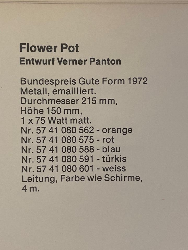 achtgrad /Vintage Verner Panton FlowerPot emalliert Louis Poulsen in Krefeld