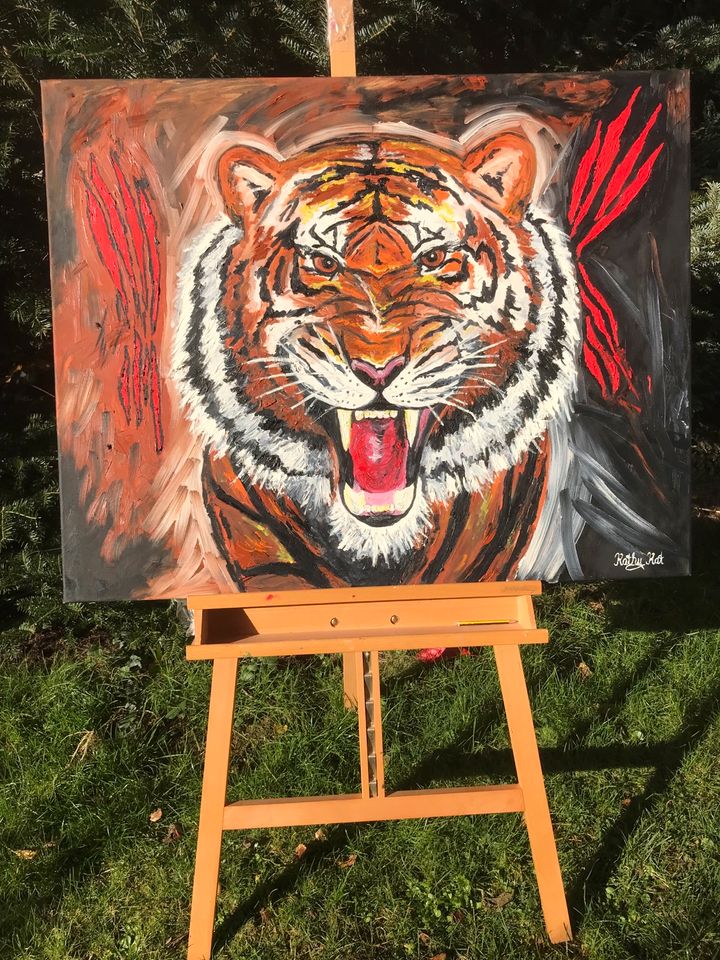 Tiger Asien China Indien König Dschungel Kunst Ölbild Bild 1m in Schwerte