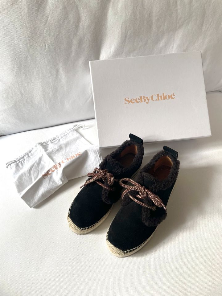 See by Chloé Espadrilles Sneaker Lammfell Wildleder schwarz 38 in Karlsruhe