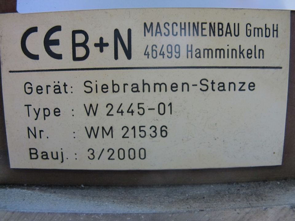 Siebdruckplaten Druckluft Pneumatik Stanze B+N Maschinenbau 25176 in Dinslaken