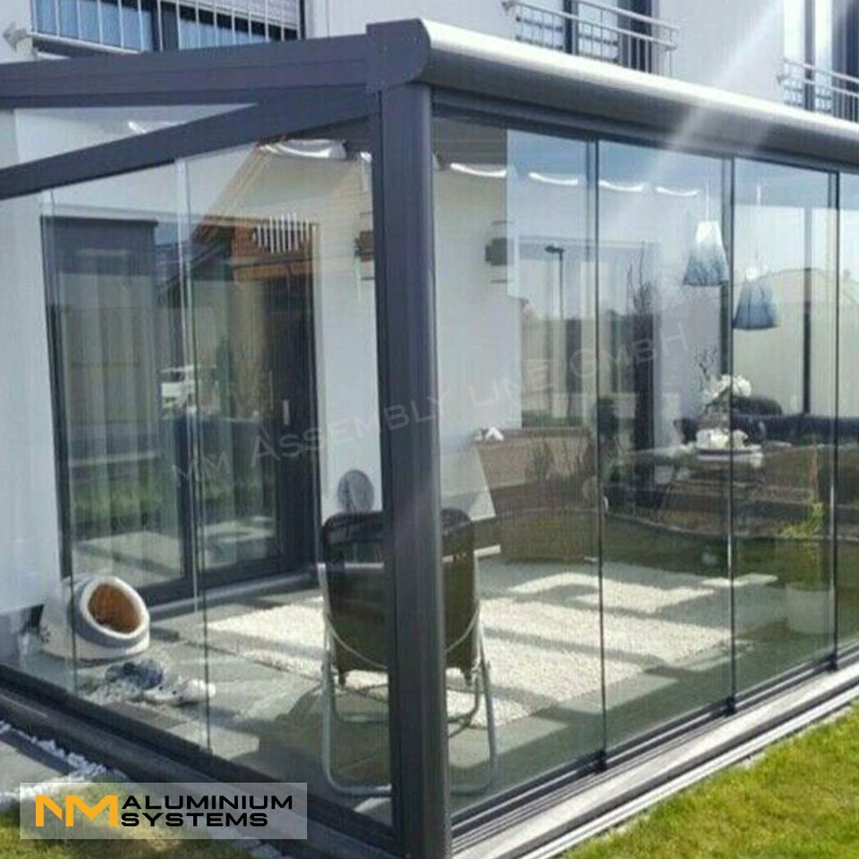 Glasschiebetür Glasschiebewand Glaswand Terrasse 4 m x 2,3 m in Nauheim