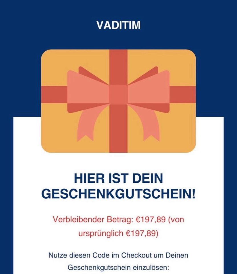 Vaditim Gutschein 197,89€ in Kleve