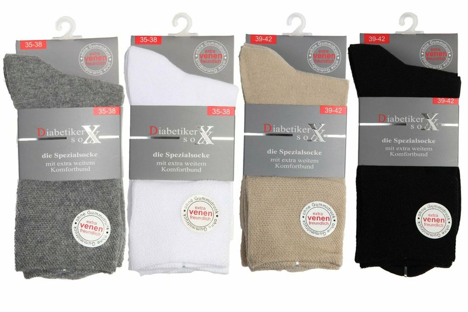 Diabetiker Socken ohne Gummi ohne Naht 6 Paar Herren/Damen 97% BW in Fichtenau