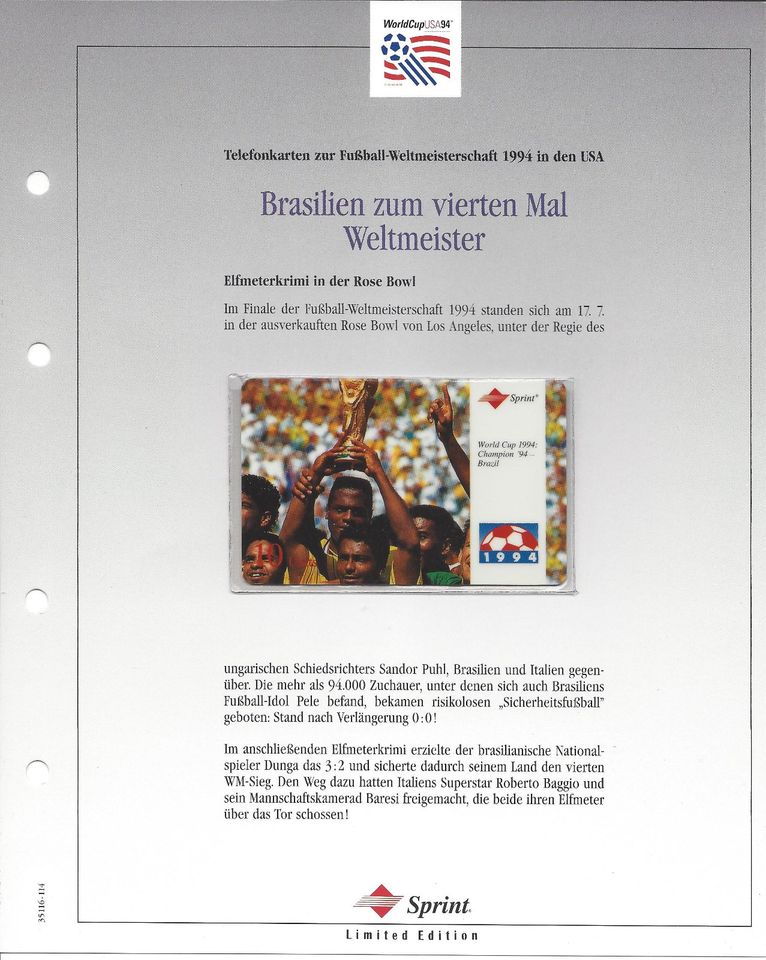 20 Telefonkarten Album limitiert Limited Edition Fußball WM94 in Waldau