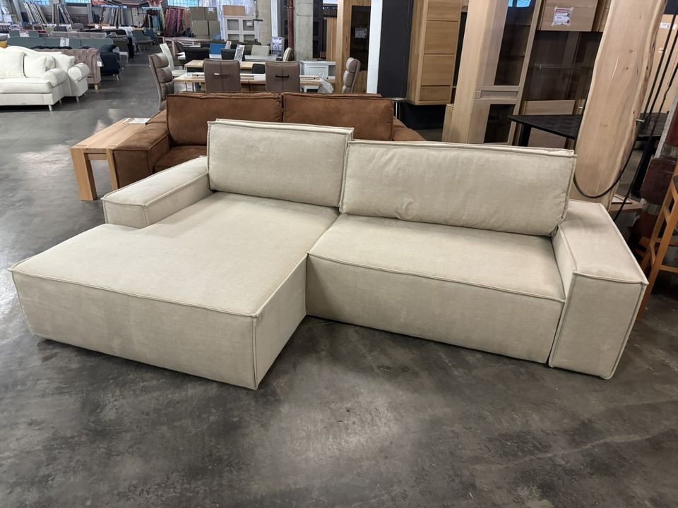 Ecksofa Couch mit Bettfunktion Samtvelours Beige UVP 2439 - 5408 in Bad Driburg