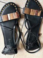 Cafe Noir Schuhe  Sandalen 40 schwarz Gold Leder Bayern - Augsburg Vorschau