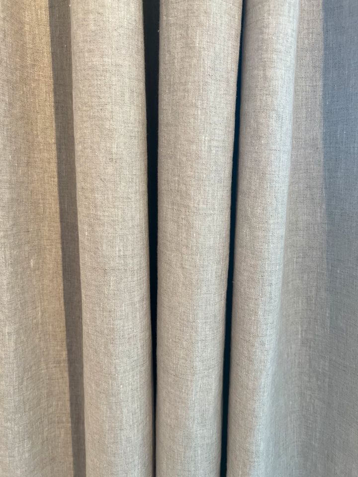 Pair of Flax Linen Curtains with Blackout Lining in Natural in München