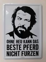 Metallschild Bud Spencer Postkarte Ohne Heu kann das beste Pferd Brandenburg - Rietz-Neuendorf Vorschau