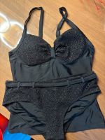 Schwarzer Tankini Größe 40/42 mit Spitzeneinsatz Thüringen - Bürgel Vorschau