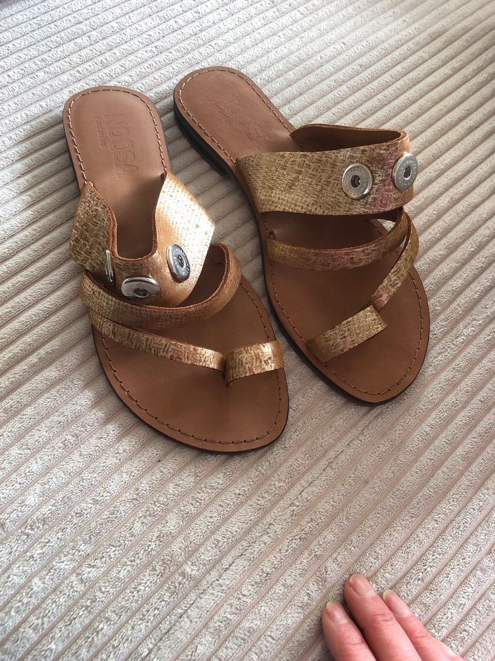 Noosa NEU Gr 38 Gold Sandalen Sommer Damen echtes Leder in Rosengarten