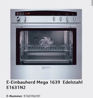 Ersatzteile Neff E-Einbauherd  Mega 1639 Edelstahl E1631N2 Düsseldorf - Eller Vorschau