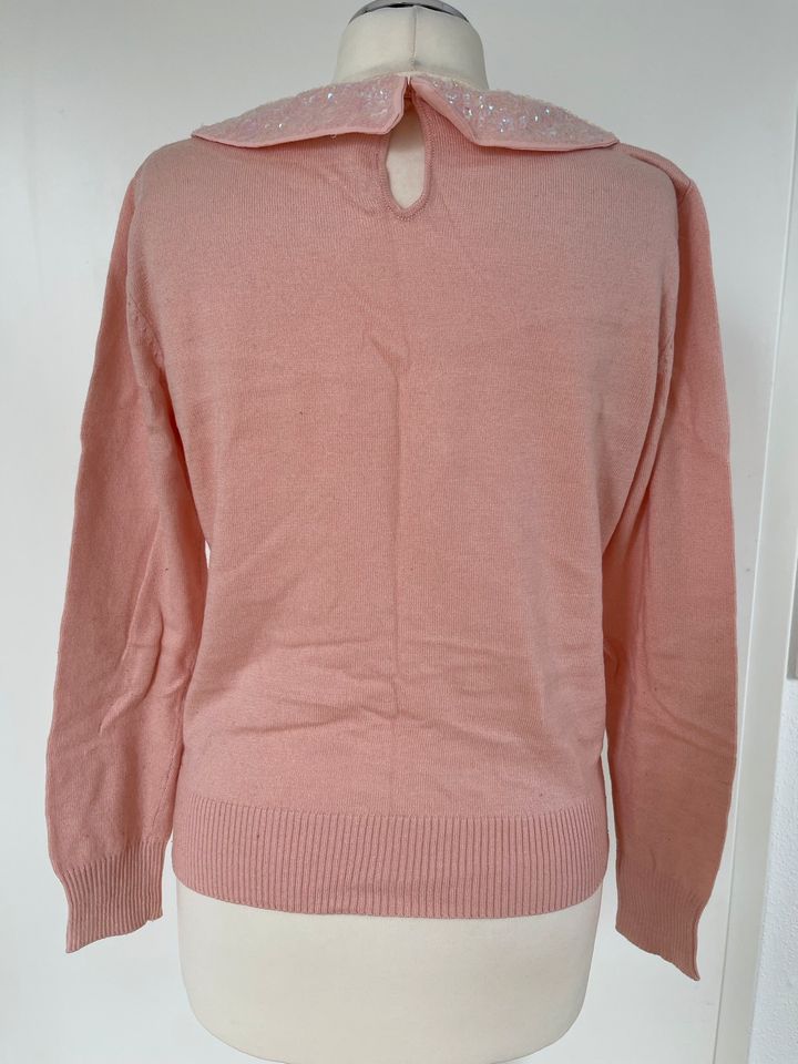 H&M Strick Pullover Rosa / Rosé mit Pailletten Kragen in München