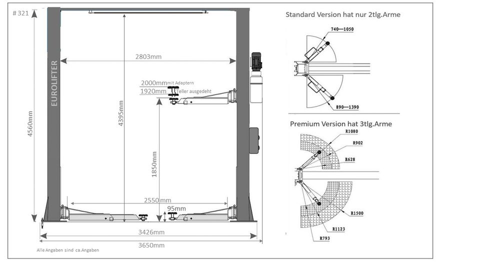 2 Säulen Hebebühne Barrierefrei – Modell Profi 4000AH extra hoch in Bad Hersfeld