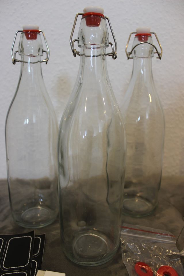 6 Stück Bügelverschluß Glasflaschen Saftflaschen 1L Flasche Glas in Borkum