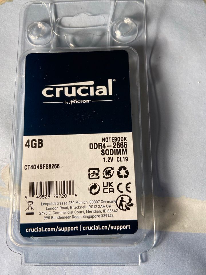 Crucial 4GB SODIMM DDR4-2666 CL19 in Dornstetten