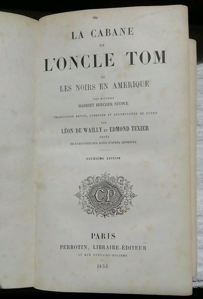 Buch 1853 * Onkel Toms Hütte * Französische Übersetzung in Wiesbaden