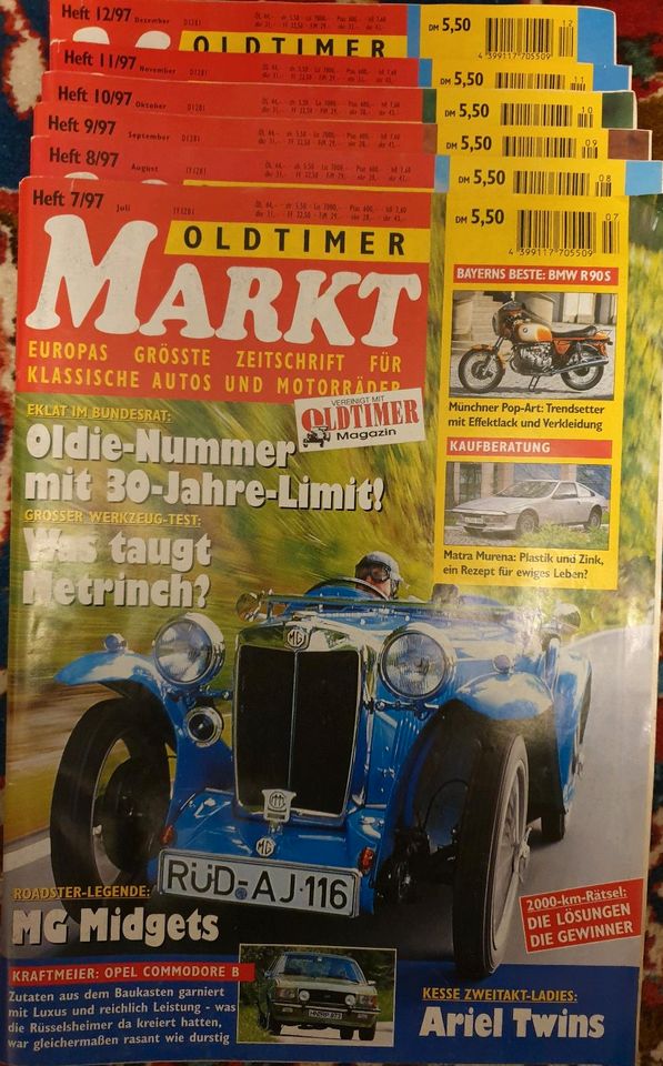 Zeitschriften Oldtimer Markt und Oldtimer Praxis von 1993 - 2007 in München