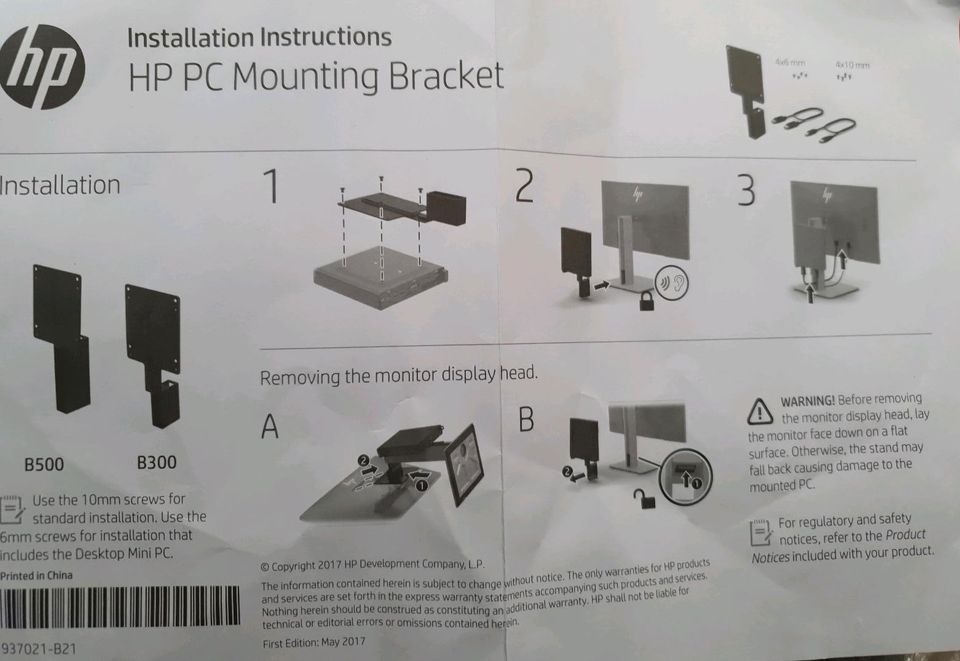 HP PC B300 Montagehalterung für Mini PC (Elite E oder Z Monitore) in Kleinniedesheim