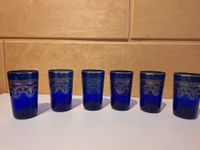 Glas Gläser vintage blaue Trinkgläser goldenes Dekor Mecklenburg-Vorpommern - Gammelin Vorschau