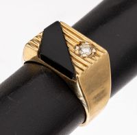 Design Herrenring, Onyx-Brillant-Goldring aus 585er Gold Hessen - Fürth Vorschau