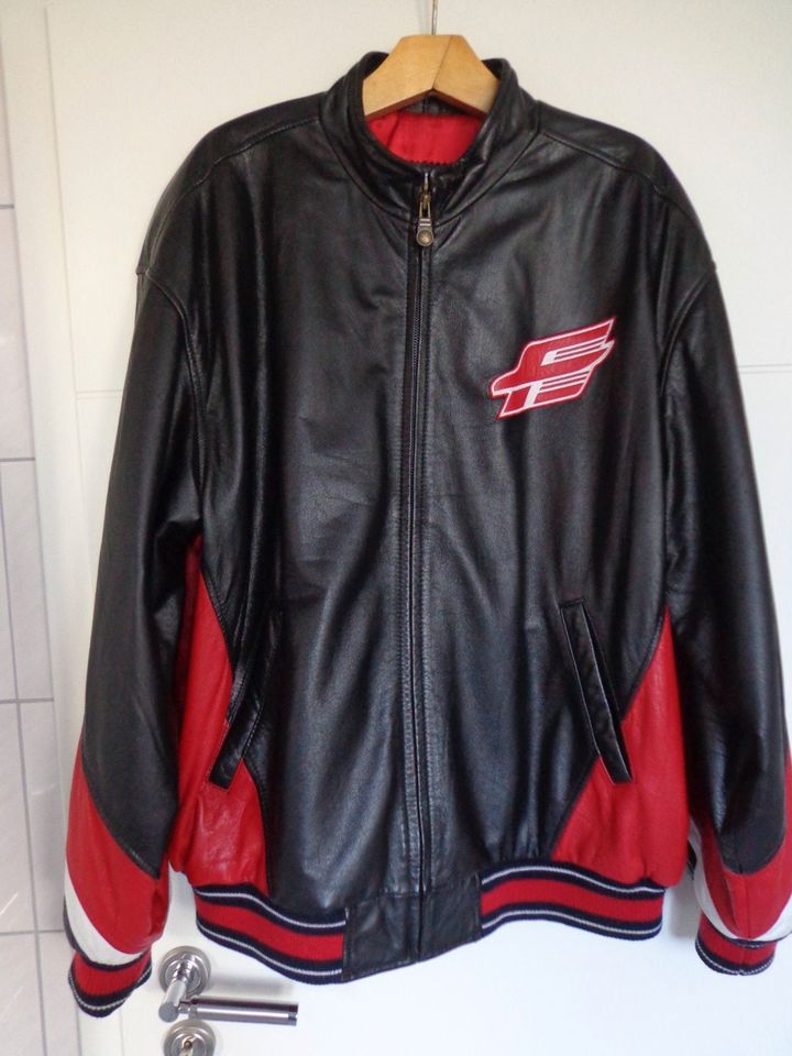 NHL Lederjacke XL-XXL dickes weiches Leder schwarz-rot wie NEU! in Düren