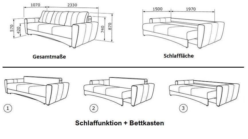 COUCH MITSCHLAFFUNKTION STAURAUM SOFA MIT BETTKASTEN NEU in Planegg