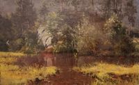 Gemälde Robert Schultze (1828-1910)um 1860 waldeinsamkeit Romanti Bayern - Bernau am Chiemsee Vorschau