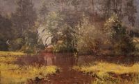 Gemälde Robert Schultze (1828-1910)um 1860 waldeinsamkeit Romanti Bayern - Bernau am Chiemsee Vorschau