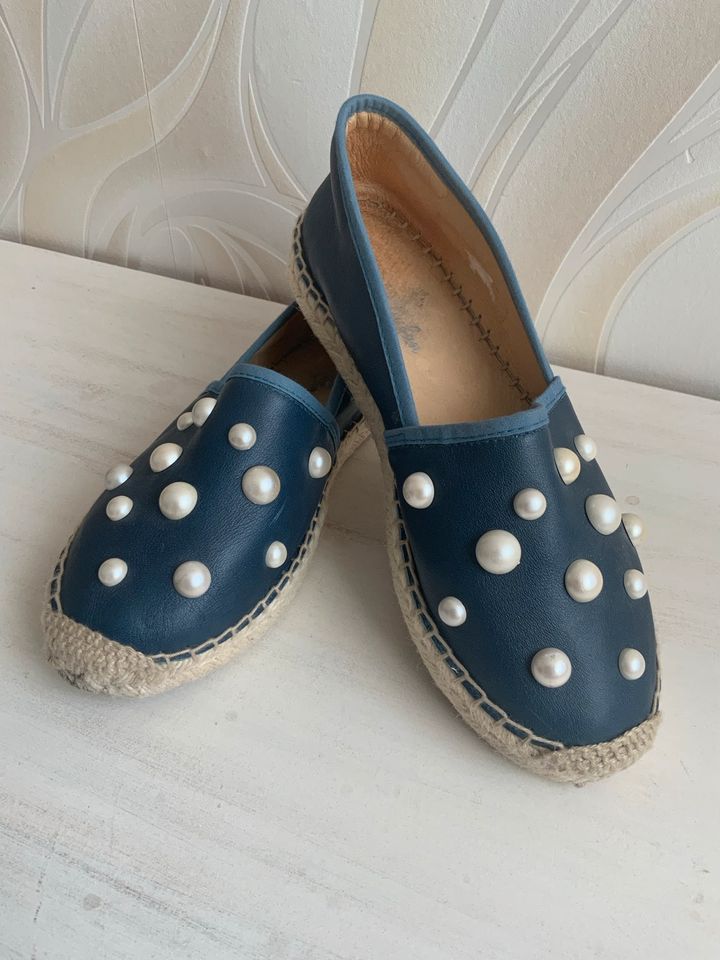 Naturläufer Espadrilles Schuhe Gr.37 Blau mit Perlen  top Zustand in Pforzheim