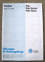 Prospekt Preisliste VW Volkswagen Polo Variant Classic 7/1998 Niedersachsen - Calberlah Vorschau