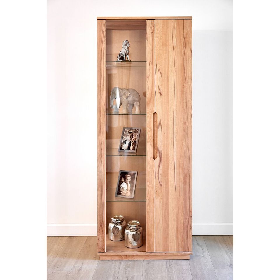 Vitrine Abaro Kernbuche Natur geölt Massivholz Schrank 205x90x42 in Karben