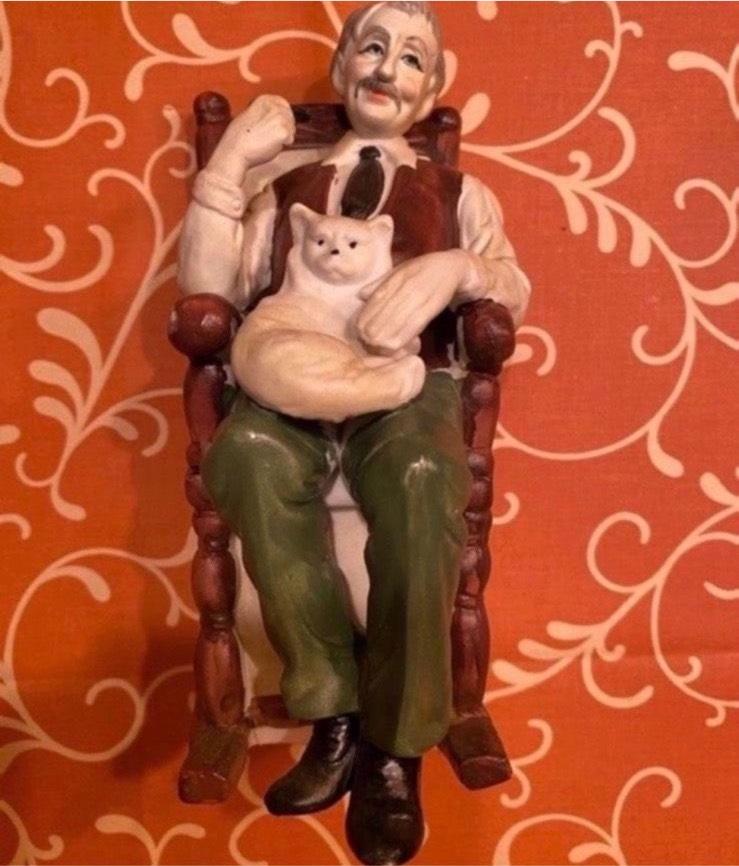70. 80. 90. Geburtstag GeschenkOpa Schaukelstuhl Katze Deko 20 cm in Haiger